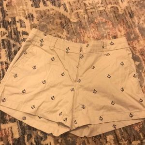 British Khaki Khaki Anchor-Print Shorts